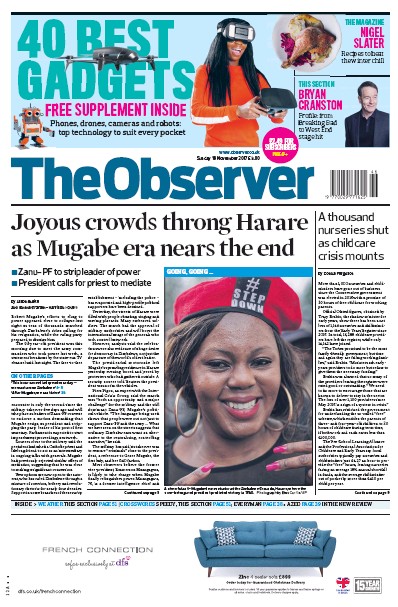 The Observer Newspaper Front Page (UK) for 19 November 2017