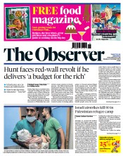 The Observer front page for 19 November 2023