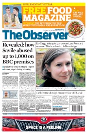 The Observer Newspaper Front Page (UK) for 19 January 2014