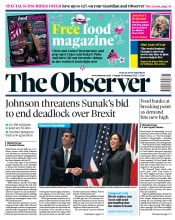 The Observer front page for 19 February 2023