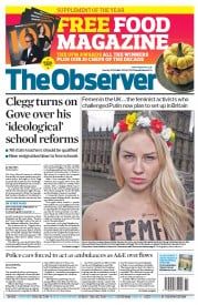 The Observer (UK) Newspaper Front Page for 20 October 2013