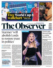 The Observer front page for 20 November 2022