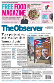 The Observer (UK) Newspaper Front Page for 20 March 2016