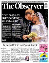 The Observer (UK) Newspaper Front Page for 20 May 2018