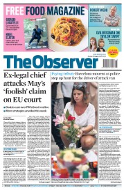 The Observer (UK) Newspaper Front Page for 20 August 2017