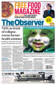 The Observer (UK) Newspaper Front Page for 20 September 2015