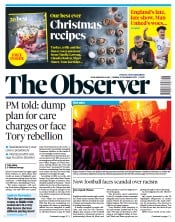 The Observer front page for 21 November 2021