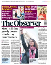 The Observer (UK) Newspaper Front Page for 21 January 2018