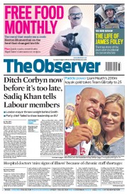 The Observer (UK) Newspaper Front Page for 21 August 2016