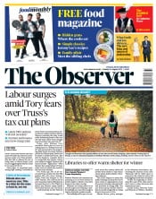 The Observer front page for 21 August 2022