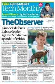 The Observer Newspaper Front Page (UK) for 22 June 2014