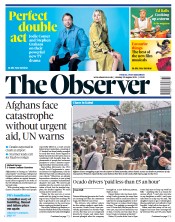 The Observer (UK) Newspaper Front Page for 22 August 2021