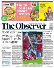 The Observer front page for 23 January 2022