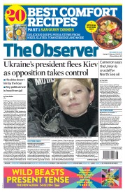 The Observer Newspaper Front Page (UK) for 23 February 2014