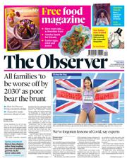 The Observer front page for 23 March 2025