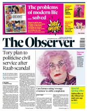 The Observer front page for 23 April 2023