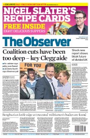 The Observer (UK) Newspaper Front Page for 23 September 2012