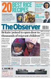 The Observer (UK) Newspaper Front Page for 24 January 2016