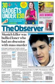 The Observer (UK) Newspaper Front Page for 24 July 2016