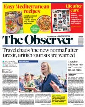 The Observer front page for 24 July 2022