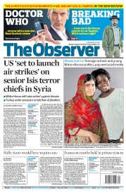The Observer (UK) Newspaper Front Page for 24 August 2014