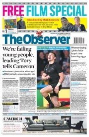The Observer (UK) Newspaper Front Page for 25 October 2015