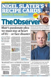 The Observer (UK) Newspaper Front Page for 25 November 2012