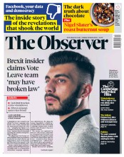 The Observer (UK) Newspaper Front Page for 25 March 2018