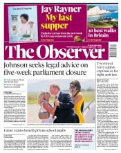 The Observer (UK) Newspaper Front Page for 25 August 2019