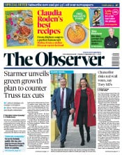 The Observer front page for 25 September 2022