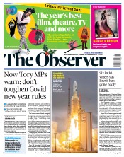 The Observer front page for 26 December 2021