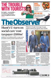The Observer (UK) Newspaper Front Page for 26 July 2015