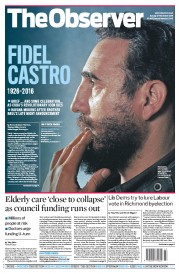 The Observer (UK) Newspaper Front Page for 27 November 2016