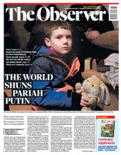 The Observer front page for 27 February 2022