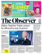 The Observer (UK) Newspaper Front Page for 27 March 2022
