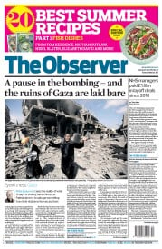 The Observer (UK) Newspaper Front Page for 27 July 2014