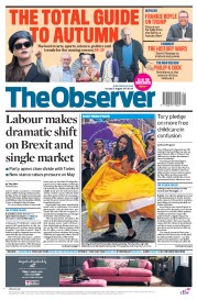 The Observer (UK) Newspaper Front Page for 27 August 2017