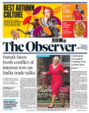 The Observer front page for 27 August 2023