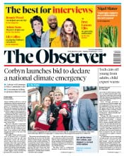The Observer (UK) Newspaper Front Page for 28 April 2019