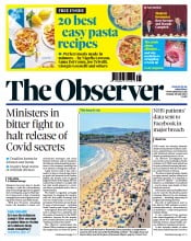 The Observer front page for 28 May 2023