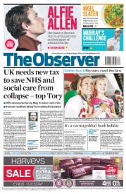 The Observer (UK) Newspaper Front Page for 28 August 2016