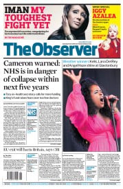The Observer (UK) Newspaper Front Page for 29 June 2014