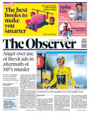 The Observer (UK) Newspaper Front Page for 29 July 2018