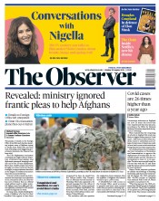 The Observer (UK) Newspaper Front Page for 29 August 2021