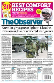 The Observer Newspaper Front Page (UK) for 2 March 2014