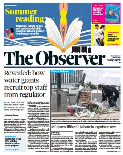 The Observer Newspaper Front Page (UK) for 2 July 2023