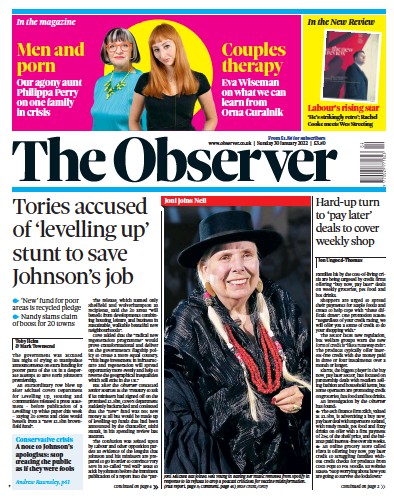 The Observer Newspaper Front Page (UK) for 30 January 2022