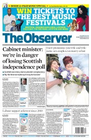 The Observer (UK) Newspaper Front Page for 30 March 2014