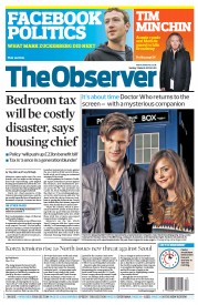 The Observer Newspaper Front Page (UK) for 31 March 2013