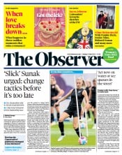 The Observer front page for 31 July 2022